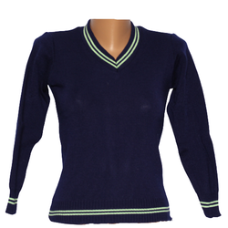 Dark Navy Blue Pullover Green Stripes