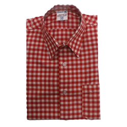 Shirt Red Big Checked Short Sleeved