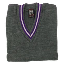 Grey Mix Pullover Purple White Stripes