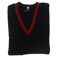 Black Pullover Two Red Stripes