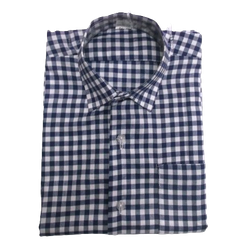 Shirt Blue Big Checked Short Sleeved