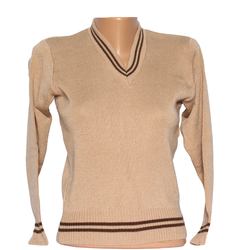 Beige Pullover Two Brown Stripes