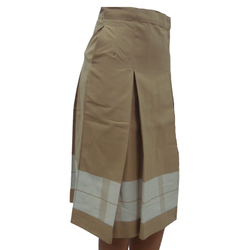 Skirt Beige Double Pleats White Border