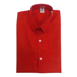 Shirt Red Plain Short Sleeved