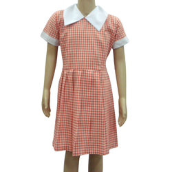 Dress Red Checked White Collar