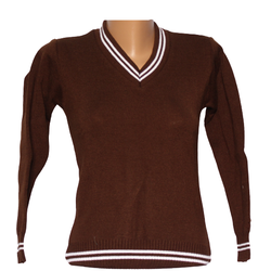 Brown Pullover Two White stripes