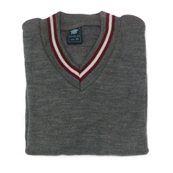 Grey Mix Pullover Maroon White Stripes