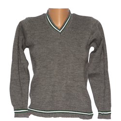 Grey Mix Pullover Green White Stripes