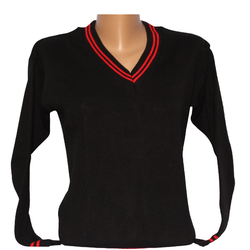 Black Pullover Two Red Stripes