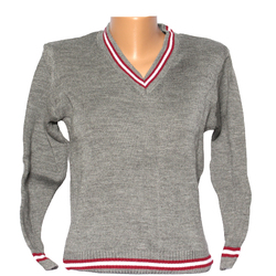 Grey Mix Pullover Maroon White Stripes