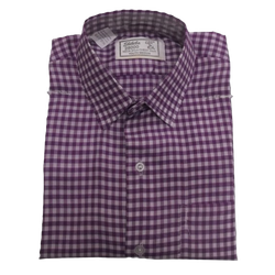 Shirt Purple checks Short Sleeved