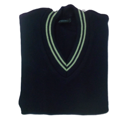 Dark Navy Blue Pullover Green Stripes